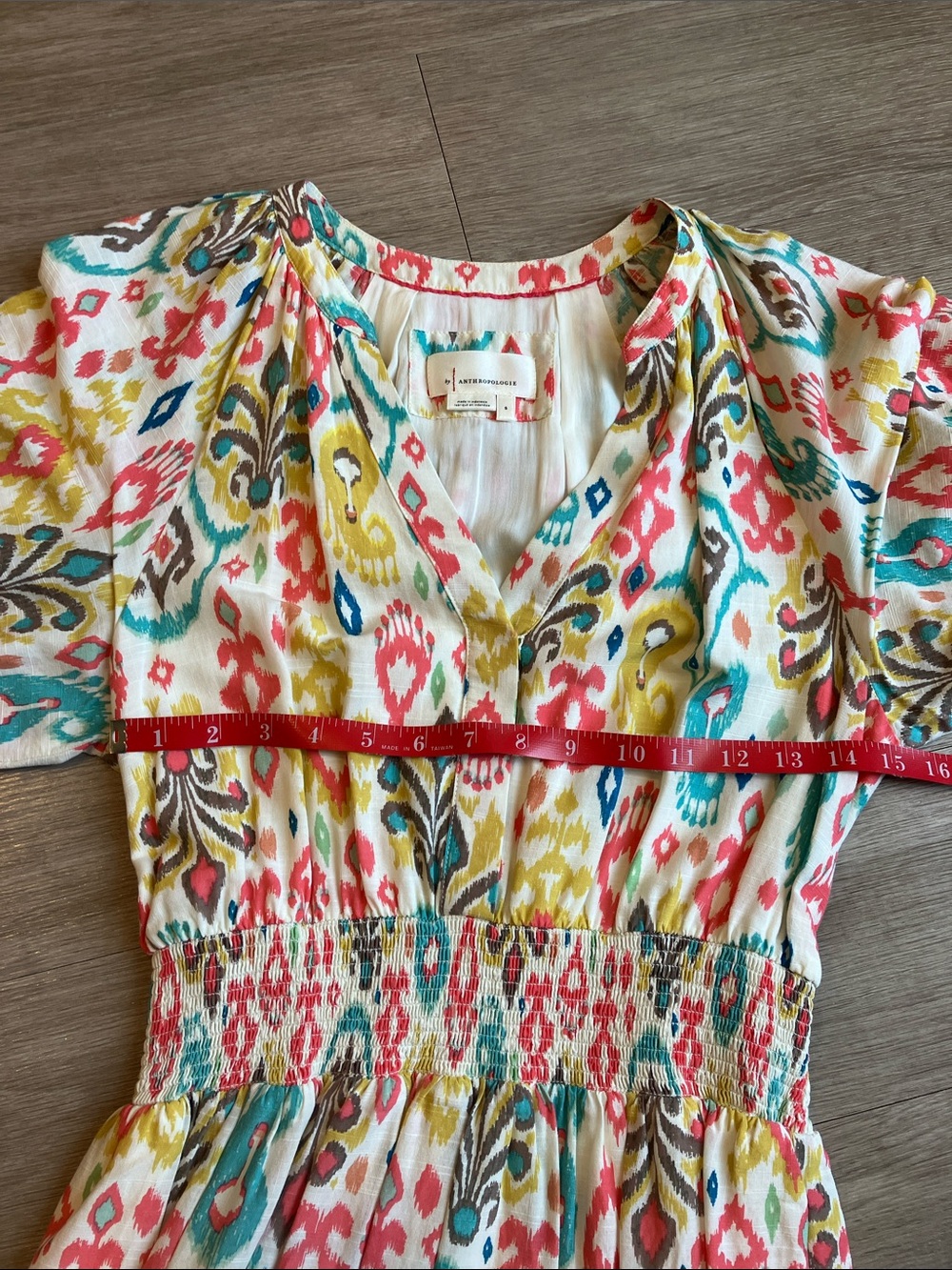 Anthropologie Multi-Color Smocked-Waist Midi Dress - Picture 9 of 9